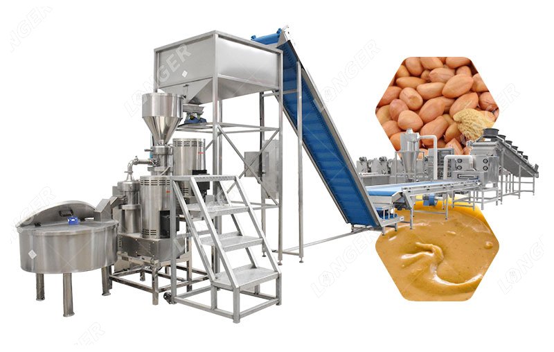 Línea completa de fabricación de pasta de mani 500 kg/h